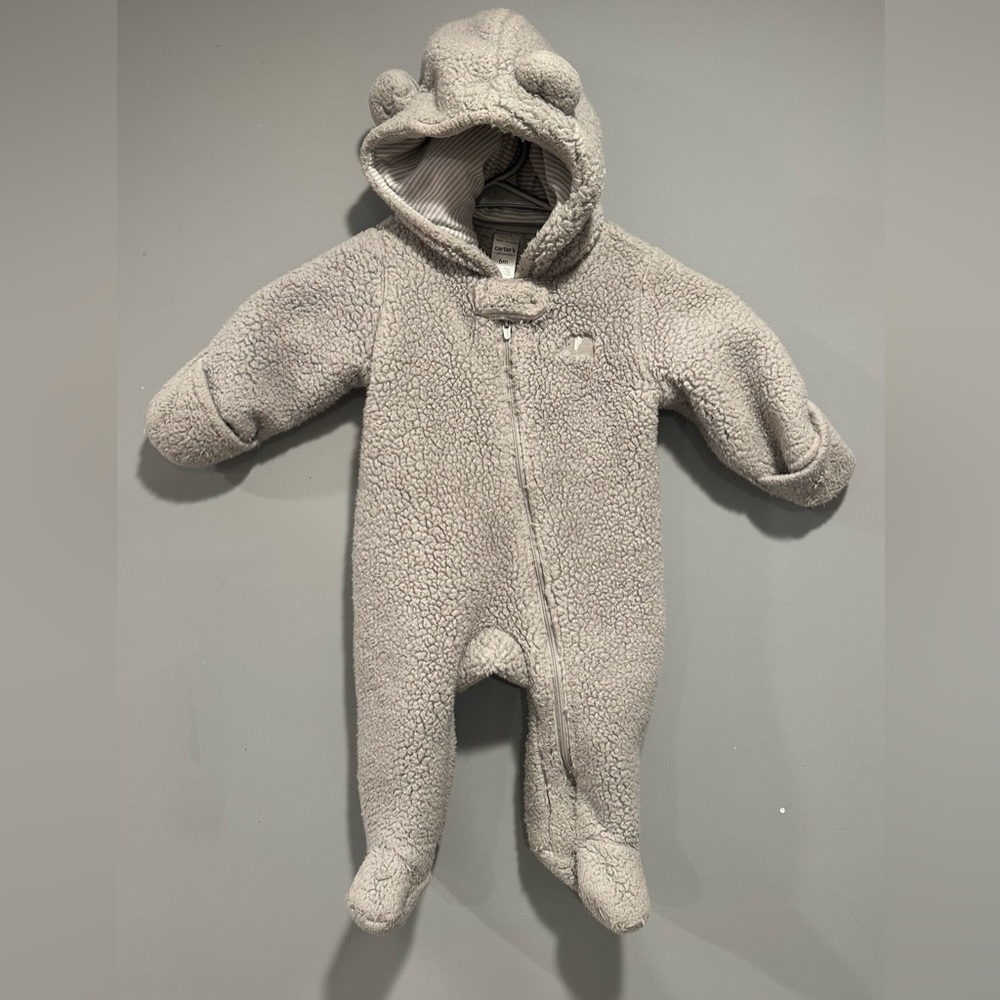 Carter's Soft Gray Sherpa Baby Footie
